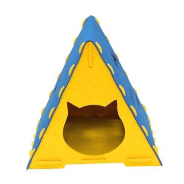 Imagem de IEUDNS Condomínio de cama de gato de gato de feltro confortável (fácil de) de gato de gato interno suprimentos de gato destacável sem derrapagem cama de, Azul