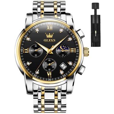 Imagem de Relógio olevs masculino preto em aço inoxidável impermeável 30m