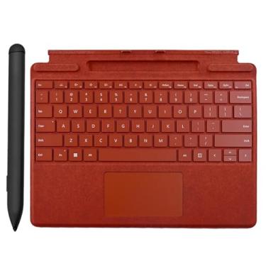 Imagem de Teclado Pro 11 com caneta fina compatível com Microsoft Surface Pro 11/10/9/8, teclado de assinatura magnética Pro 10 para Microsoft Surface Pro 11/10/9/8/X com caneta fina (vermelho papoula)