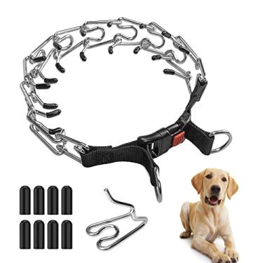 Imagem de Coleira de treinamento para cães com elos ajustáveis de aço inoxidável com fivela de liberação rápida para cães pequenos, médios e grandes (GG(pescoço: 50-58 cm) Peso: cerca de 40 kg) N)