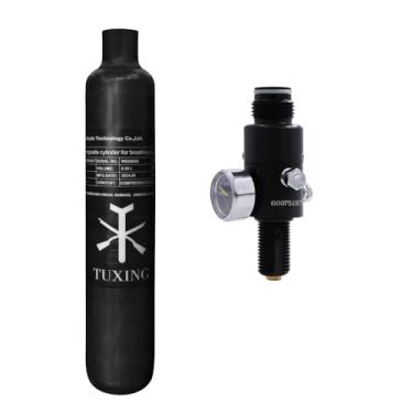 Imagem de TUXING Tanque de ar 4500Psi Pcp 0,58L 36Cu em tanque HPA de fibra de carbono de 580cc, cilindro de gás, caça de paintball para pistola de rifle de ar PCP Daystate e rosca FX M18 * 1,5 (pressão de
