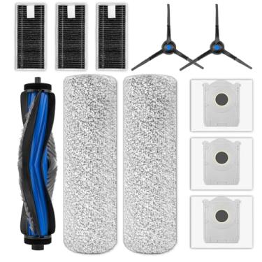 Imagem de (Pacote com 11) Peças de substituição X8 Pro Omni compatíveis com aspirador robótico DEEBOT X8 Pro, 1 escova de rolo, 2 rolos de escova, 2 escovas laterais, 3 sacos de poeira, 3 filtros, kit de