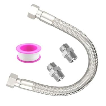 Imagem de Mangueira jumper de compressor de nível industrial com 50,8 cm de comprimento 450 PSI e alta temperatura 398,9 °C, conector macho NPT de 1/5.1 cm, ambos os lados dos encaixes giram livremente