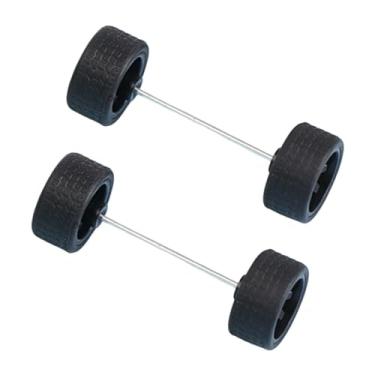 Imagem de menolana 2 peças de rodas em escala 1/64 com eixos de haste redonda, aros de liga leve, peças de reposição, simulação de modelo de carro, pneus para caminhão, Preto