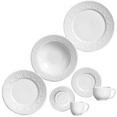 Imagem de Aparelho Jantar 42 Peças Branco Cerâmica Madeleine Porto