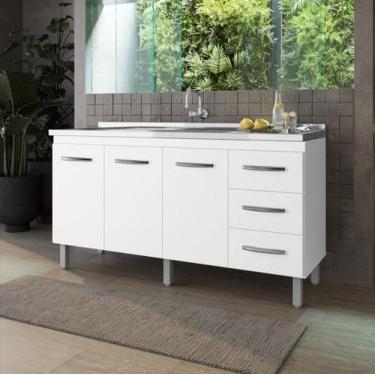 Imagem de Balcão Para Pia Carina 140cm Sem Tampo - Branco - Moblis