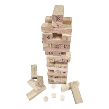 Imagem de Jogo Caiu Perdeu Madeira Blocks Jenga Classico Cai Cai