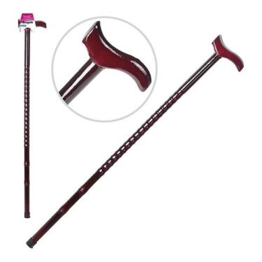 Imagem de Bengala Ortopédico Muleta Bastão Apoio Punhal Madeira Leve 90cm 45kg I
