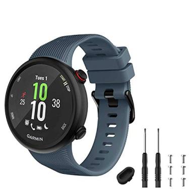 Imagem de TopPerfekt Pulseira de substituição de silicone esportiva compatível com Garmin Forerunner 45 e Swim 2 (fivela preta ardósia)