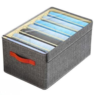 Imagem de Caixa Organizadora de Roupas com Tampa Transparente 7 Divisórias Cesto Organizador Armários Gaveta Quarto Closet Tecido Oxford Reforçado Dobrável Lavável (01 Unidade)