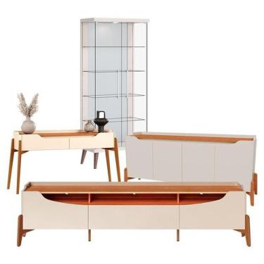 Imagem de Cristaleira Tifanny e Aparador com Buffet e Rack Studio Off White Natu