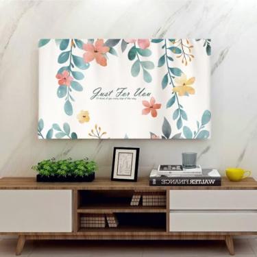 Imagem de Capa de TV de 32 a 75 polegadas para TVs LCD curvas, protetores de exibição de impressão simples, tela curvada para mesa de estar, capa decorativa universal para sala de estar, branca, 43 polegadas