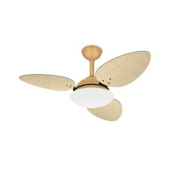 Imagem de Ventilador Teto Pétalo 3 Pás Palha Dourado Turbo Ventax 220V