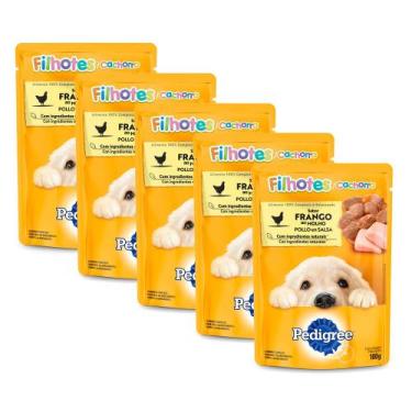 Imagem de Kit 5 Ração Úmida para Cachorro Pedigree Filhote Sabor Frango ao Molho
