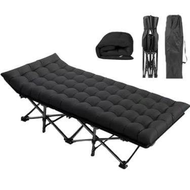 Imagem de Berço de acampamento extragrande, berço dobrável para adultos, cama portátil dobrável ao ar livre com tapete e bolsa de transporte, berços resistentes para viagens ao ar livre, acampamento, férias na