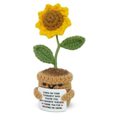 Imagem de Toy Figure OASSIE Mini, presente de crochê de girassol feito à mão, 10