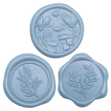 Imagem de Adesivos UNIQOOO Wax Seal, pacote com 3 designs, 60 peças em azul empo