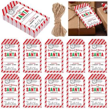 Imagem de Etiquetas de presente de Natal Fullhawl de 80 peças com barbante, 5x9 