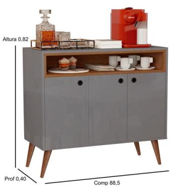 Imagem de Aparador Buffet 3 Portas Pés Palito de madeira Caique Cores - Comprar 