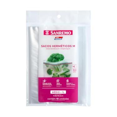 Imagem de Sanremo - Saco Plástico Hermético Cristal com Fecho Duplo de 1000ml, Linha Vac Freezer