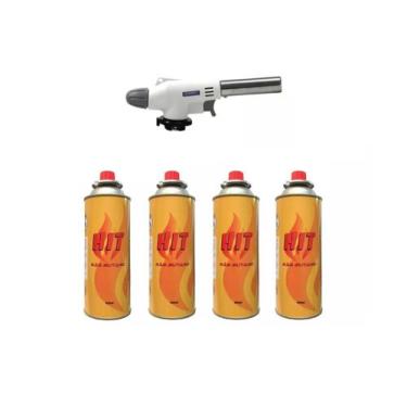 Imagem de Kit 1 Maçarico 4 Refil Culinário Artesanato Multiuso Branco - Ferimte