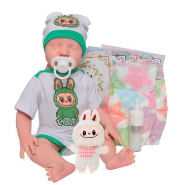Imagem de Boneco Reborn Bebê Silicone Levi Kit Acessórios Pelúcia - Cegonha Rebo
