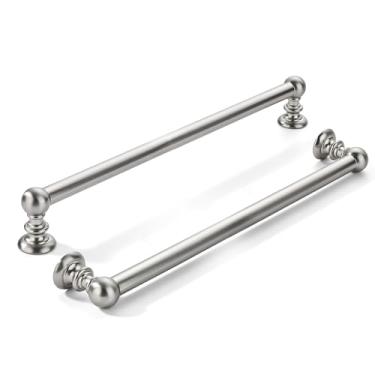 Imagem de khtumeware 2 pacotes de 256 mm (10 pol.) Armário de níquel acetinado escovado central puxa ferragens sólidas para armário de cozinha resistente para gavetas, penteadeira, alça de banheiro