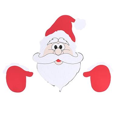 Imagem de ZJchao Cerca de Arte de Natal Peeker Papai Com Rena Decoração de Natal para Festas de Férias de Holida de Férias de Garden de Jardim Ao Ar Livre Branco Branco Preto 40x30cm (01)