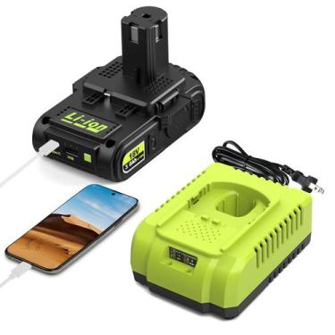 Imagem de Carregador de bateria Combo Abeden 18V 3.0Ah USB para Ryobi