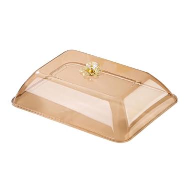 Imagem de IEUDNS Tampa retangular para alimentos com alça, ideal para suporte de, doces, tábuas de frios, donuts, queijos e sobremesas, Âmbar Xl