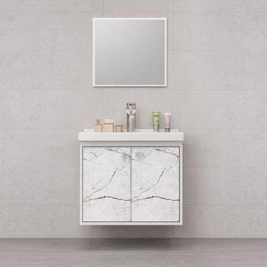 Imagem de Kit Armário para Banheiro 50cm MDF com Cuba e Espelheira BERGAMO - Riv