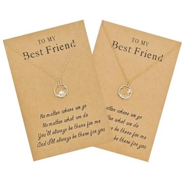 Imagem de Colar de Melhor Amigo para 2, Colar de Amizade Combinando Sol e Lua Presentes para Irmãs BFF, Chain length is 18 inches + 2 inch extension, Aço inoxidável, Sem Pedra Preciosa