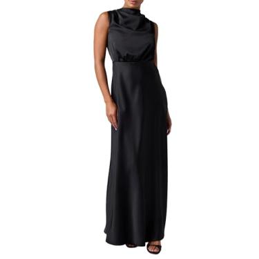 Imagem de Lulus Vestido maxi de cetim Ada feminino, Preto, M