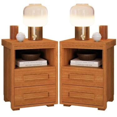Imagem de Kit 2 Mesas De Cabeceira 2 Gavetas Tóquio 100% Mdf - Casa Chick Nature