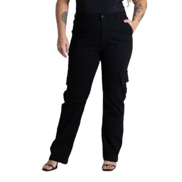 Imagem de Calça Sarja Sawary Plus Size Wide Leg - 280091 - Preto 52, Preto, 52