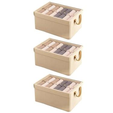Imagem de Caixa Organizadora Dobrável Multiuso Com Tampa Feita em TNT Resistente E Ecológico (KIT 3UN【Cáqui】)