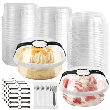 Imagem de OBXMLFY Recipientes Descartáveis Para Alimentos Com Tampas E Colheres, Pacote 50 Mini Copos De Sobremesa 8 Oz (226 G), Tigelas Salada Viagem, Pet Plástico Sorvete, Tigela Açaí, Festa Viagem G)