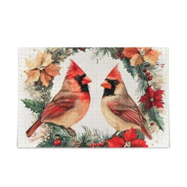 Imagem de WELLDAY Quebra-cabeça pássaros de Natal 1000 peças grande jogo de arte para adultos adolescentes