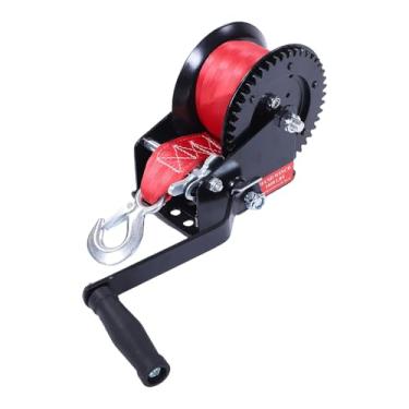 Imagem de Generic Guincho de Reboque de Barco Resistente de 1600 Libras Com Alça de 26 Pés X 2 pol., Catraca de 2 Vias 4: 1 Guincho de Reboque de Engrenagem, Guinchos de Manivela Portáteis para