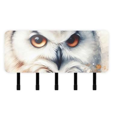 Imagem de Burbuja Porta-chaves de coruja com 5 ganchos de chave, porta-chaves autoadesivo montado na parede, organizador de armazenamento de correio para entrada, decoração de casa