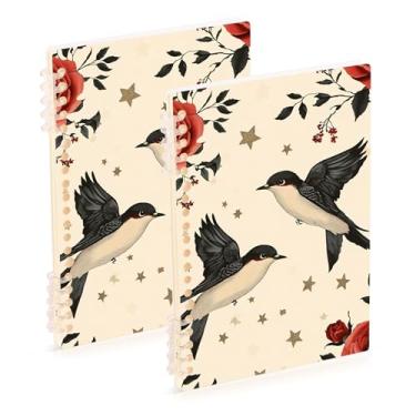 Imagem de Burbuja Cadernos com nome, papel pautado universitário A5 com 60 folhas, fichário para escritório, 2 unidades