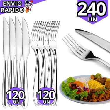 Imagem de Jogo de Talheres Inox 240 Peças Garfos e Facas para Jantar Cozinha Res