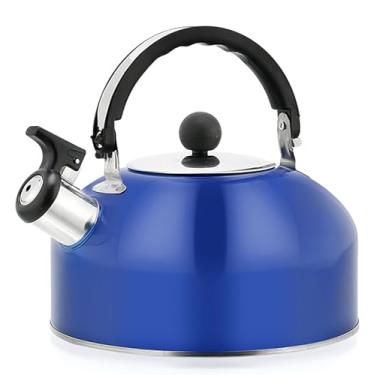 Imagem de Chaleira de chá de 3 L, chaleira de aço inoxidável de grau alimentício é melhor para água fervente, preparar chá e fazer café (azul escuro)