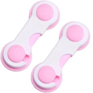 Imagem de Kit com Duas Travas de Segurança para Portas e Gavetas de Armários Evita Abertura por Crianças e Bebês Total Proteção (Rosa)