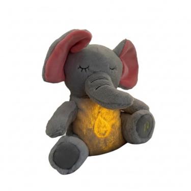 Imagem de Elefante de Pelúcia Calmante que Respira, 4 Modos de Relaxamento, Som Musical e Luz Noturna, Naninha Sensorial para Sono do Bebê