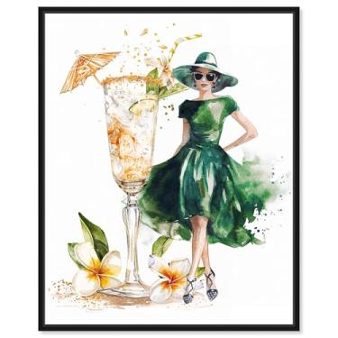 Imagem de Art Remedy Arte de parede moderna em tela Cocktail Gal, moldura preta, 51 x 61 cm