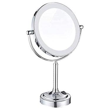 Imagem de CZCZC Espelho cosmético espelho de maquilhagem, espelho de beleza frente e verso para secretária, ampliação 3X, espelho de maquilhagem, espelho giratório de 360°, espelho pequeno