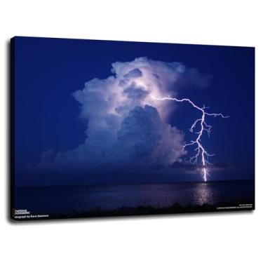 Imagem de 913 Lightning Wall Art Sky Canvas Prints Clouds Poster For Home conjunto de 1 decorações com moldura 25.4 cm x 20.3 cm