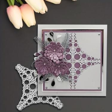 Imagem de Lapoo Molde de corte geométrico para álbum de recortes – durável, estêncil cortado para álbum de fotos faça você mesmo, cartão de papel decorativo, suprimentos para fazer cartões (borda cruzada 8,4 x