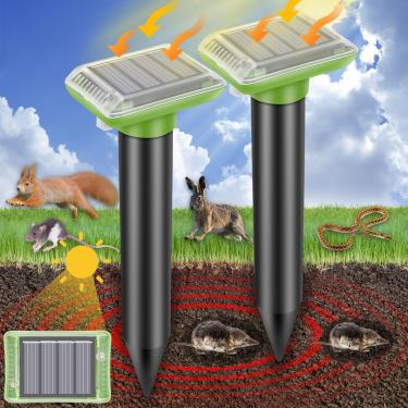 Imagem de Repelente ultrassônico de toupeira ao ar livre, repelente de gopher movido a energia solar para gramado, jardim e quintal, armadilhas à prova d'água, repele eficazmente ratazana de cobra Gopher A04